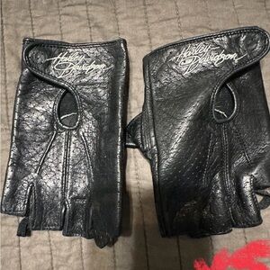 Harley-Davidson Black Fingerless Leather Gloves XS